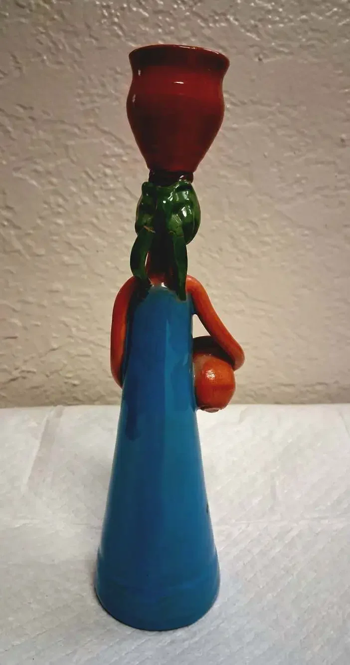 Limé Artesania Dominican Republic Ceramic Faceless Woman Figurine Candle Holder